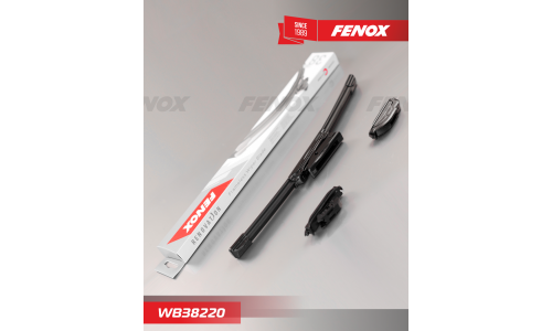 Щётка стеклоочистителя Fenox 380мм (15") бескаркасная, всесезонная, со спойлером, крепление J-Hook, Bayonet, VATL5.1, 1 шт, арт. WB38220