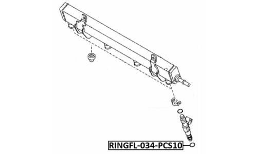 Кольцо уплотнительное топливной форсунки Febest, 10 шт, арт. RINGFL-034-PCS10