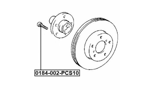 Шпилька колесная Febest 0184-002-PCS10, для Toyota, M12x1.5(R), длина 40мм, комплект 10 шт