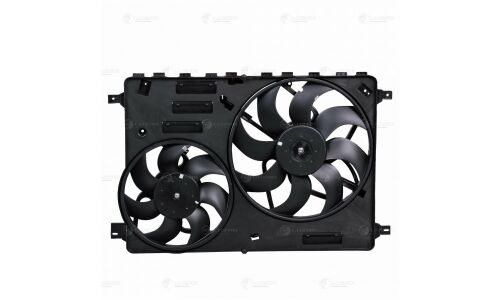 Вентилятор охлаждения радиатора Luzar, с кожухом, с 2 вентиляторами, для Volvo XC60 / XC70, арт. LFK 1060