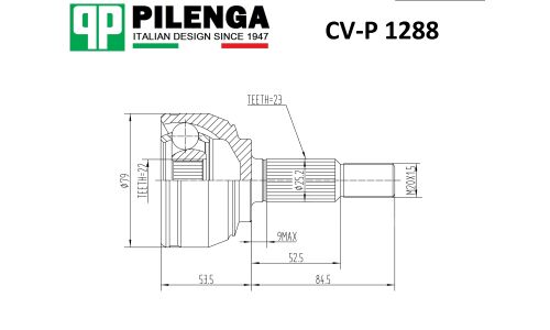 ШРУС Pilenga, передний, наружный, арт. CV-P 1288