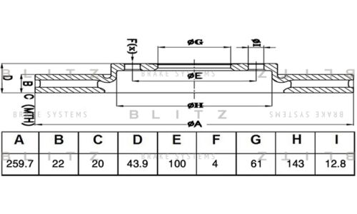 Диск томозной | перед прав/лев Blitz BS0522