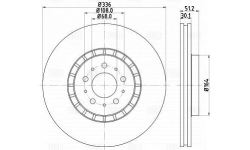 Диск торм. для а/м Volvo XC90 (02-) перед. d=336 | перед прав/лев Trialli, арт. DF 106113