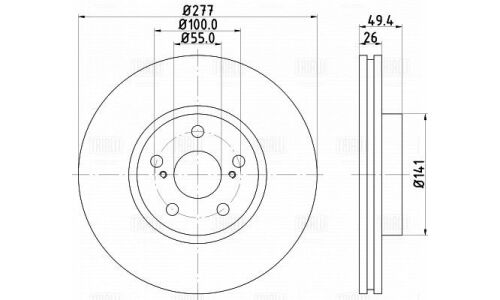 Диск тормозной Trialli, передний, правый/левый, для Toyota Avensis, 1 шт, арт. DF 190131