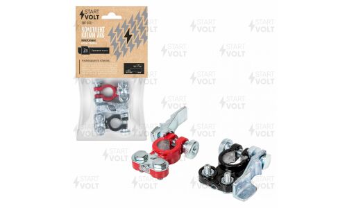 Клеммы АКБ Startvolt, в комплекте, цинк с покрытием, прижимная планка, арт. SBT 021