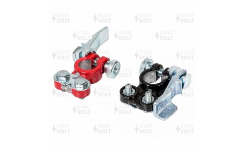 Клеммы АКБ Startvolt, в комплекте, цинк с покрытием, прижимная планка, арт. SBT 021