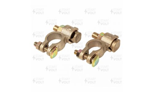 Клеммы АКБ Startvolt, в комплекте, латунь, 8мм болт и гайка для проводов до 35мм кв.(SBT 023