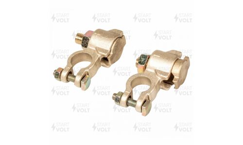 Клеммы АКБ Startvolt, в комплекте, латунь, 11мм болт и гайка для проводов до 90мм кв., арт. SBT 026