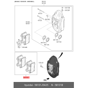 Колодки тормозные дисковые Hyundai/KIA, передние, комплект на ось (4 шт), арт. 58101J5A25