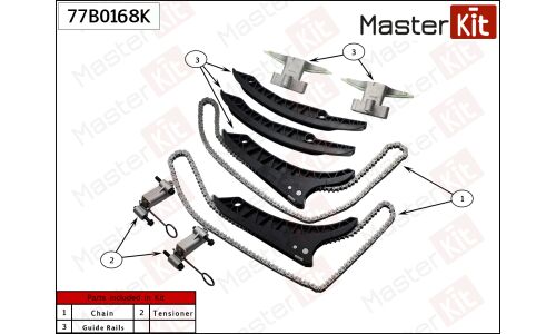 Комплект цепи ГРМ Master KiT, арт. 77B0168K