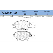 Колодки тормозные дисковые Jeenice, комплект на ось (4 шт), арт. WS2734.00