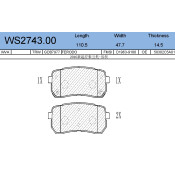 Колодки тормозные дисковые Jeenice, комплект на ось (4 шт), арт. WS2743.00