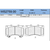Колодки тормозные дисковые Jeenice, комплект на ось (4 шт), арт. WS2759.00