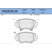 Колодки тормозные дисковые Jeenice, комплект на ось (4 шт), арт. WS2638.00