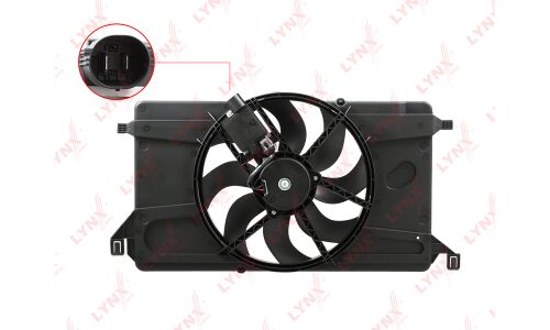 Вентилятор охлаждения радиатора LYNXauto, с кожухом, арт. RF-1161