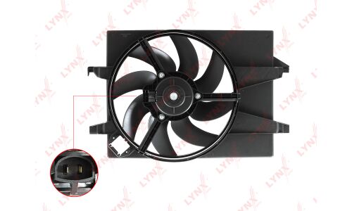 Вентилятор охлаждения радиатора LYNXauto, с кожухом, арт. RF-1012
