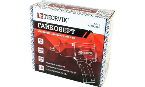 Гайковёрт пневматический Thorvik, ударный, с квадратом 1/2", 1220Нм, для крепежей M16, арт. AIW12122
