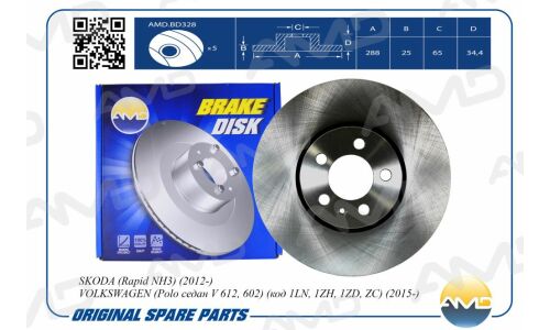 Диск тормозной AMD, передний, арт. AMD.BD328