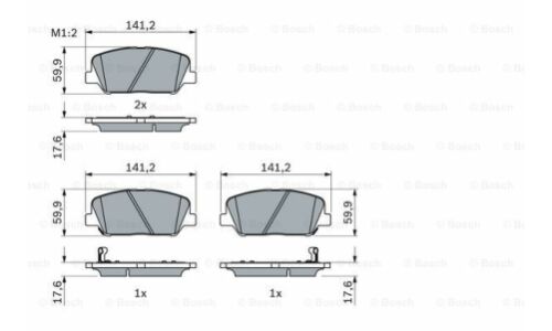 Колодки тормозные дисковые Bosch, передние, комплект на ось (4 шт), арт. 0 986 494 979