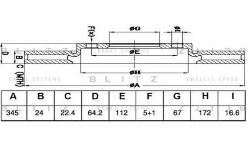 Диск тормозной Blitz, задний, арт. BS0487