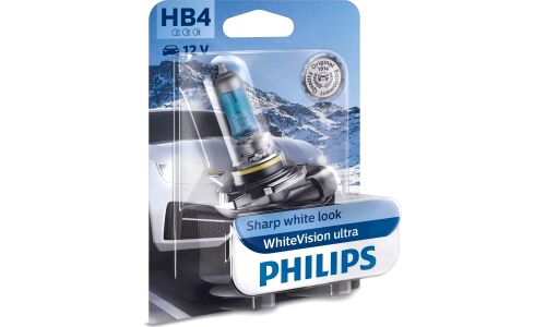 Лампа галогенная Philips WhiteVision Ultra HB4(9006) (P22d, T12), 12В, 51Вт, 4200К, 1 шт, арт. 9006WVUB1