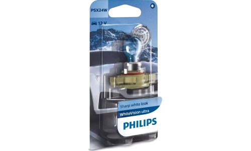 Лампа галогенная Philips WhiteVision Ultra PSX24W (PG20/7, G18.5), 12В, 24Вт, 3300К, 1 шт, арт. 12276WVUB1