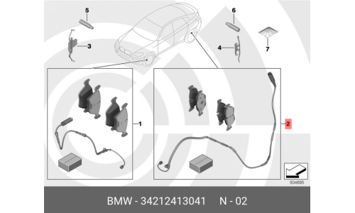 К-Т ТОРМОЗНЫХ КОЛОДОК С ДАТЧИКОМ ИЗНОСА ЗАДНИЕ | зад BMW, арт. 34212413041