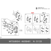 Колодки тормозные дисковые Mitsubishi, передние, комплект на ось (4 шт), арт. 4605B481