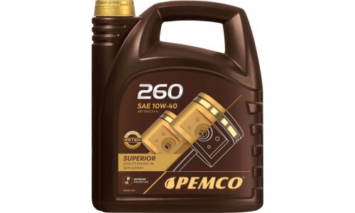 Масло моторное Pemco 260 10w40, полусинтетическое, API SN/CH-4, ACEA A3/B4, JASO MA-2, универсальное, 4л, арт. PM0260-4