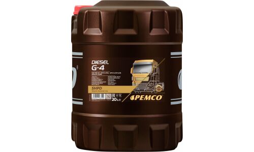 Масло моторное Pemco Diesel G-4 SHPD 15w40, полусинтетическое, API CI-4+/SL, ACEA A3/B4/E7, JASO DH-1, для дизельного двигателя, 20л, арт. PM0704-20