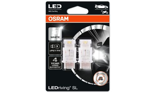 Лампа светодиодная Osram LEDriving SL P27/7W (W2.5x16q, S25), 12В, 1.7/1.7Вт (соответствует 27/7Вт), 6000К, комплект 2 шт, арт. 3157DWP-02B