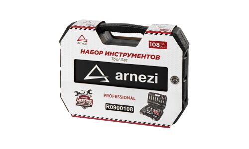 Набор торцевых головок Arnezi, с трещоткой, под размеры 1/2, 1/4", комплект 108 предметов, арт. R0900108