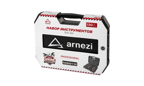 Набор инструментов Arnezi, с трещоткой, под размеры 1/2, 1/4", комплект 130 предметов, арт. R0900130