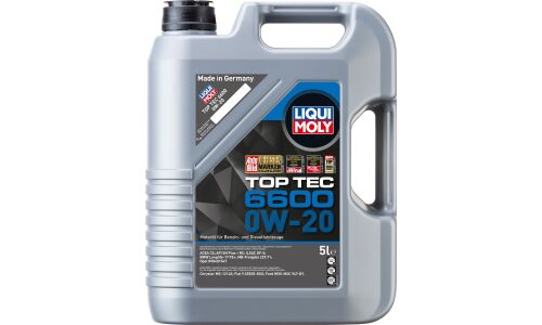 Масло моторное Liqui Moly Top Tec 6600 0w20 синтетическое, API SP, ACEA C5/C6, ILSAC GF-6A, универсальное, 5л, арт. 21411