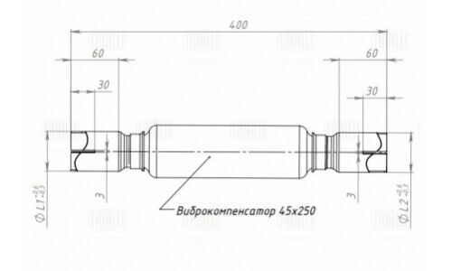 Соединитель выхлопной трубы Trialli, длина 400мм, Ø45мм, нержавеющая (алюминизированная) сталь, с гофрой, арт. EPC 4545-45250