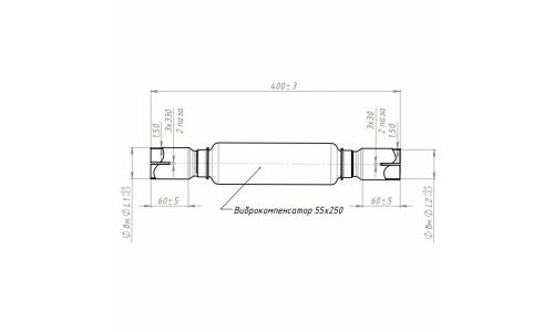 Переходник выхлопной трубы Trialli, длина 400мм, Ø55/60мм, нержавеющая (алюминизированная) сталь, с гофрой, арт. EPC 5560-50250