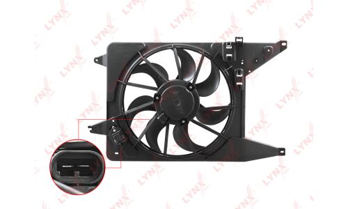 Вентилятор охлаждения радиатора LYNXauto, для Lada Largus, арт. RF-1167