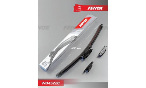 Щётка стеклоочистителя Fenox 450мм (18") бескаркасная, всесезонная, крепление J-Hook, Bayonet, VATL5.1, 1 шт, арт. WB45220