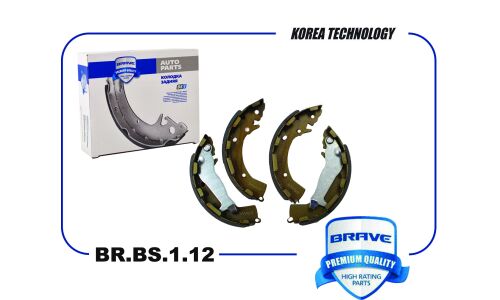 Колодки тормозные барабанные Brave, комплект на ось (4 шт), арт. BR.BS.1.12