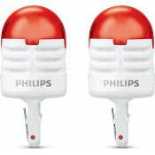 Лампа светодиодная Philips Ultinon Pro3000 W21W (W3x16d, T20), 12В, 1.75Вт (соответствует 21Вт), красная, комплект 2 шт, арт. 11065U30RB2