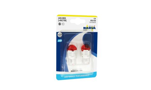 Лампа светодиодная Narva LED Range Performance W21W (W3x16d, T20), 12В, 1.75Вт (соответствует 21Вт), красная, комплект 2 шт, арт. 18100