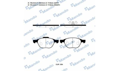 Колодки тормозные дисковые Mando, передние, комплект на ось (4 шт), арт. RMPA06NS