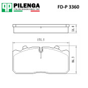Колодки тормозные дисковые Pilenga, задние, комплект на ось (4 шт), арт. FD-P 3360