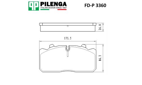 Колодки тормозные дисковые Pilenga, задние, комплект на ось (4 шт), арт. FD-P 3360