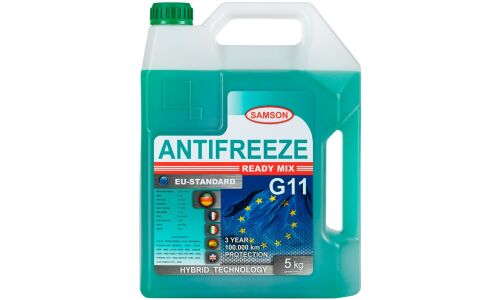 Антифриз Samson Antifreeze EU-Standard, H-OAT, G11, сине-зелёный, -37°C, 5кг, арт. 800954