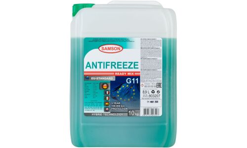 Антифриз Samson Antifreeze EU-Standard, HOAT, G11, сине-зелёный, -37°C, 10кг, арт. 803207