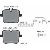 Колодки тормозные дисковые Textar, задние, комплект на ось (4 шт), арт. 2203901
