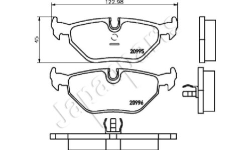 Колодки тормозные дисковые Japan Parts, задние, комплект на ось (4 шт), арт. PP-0106AF