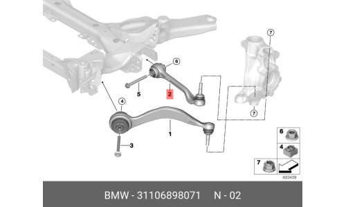 Нижн. попер. рычаг подв. с резиномет. ша BMW, арт. 31106898071
