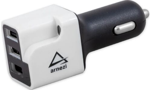 Зарядное устройство в прикуриватель Arnezi, 12В, 2хUSB (5В, 2.4А), белый/золотистый цвет, арт. A0603011